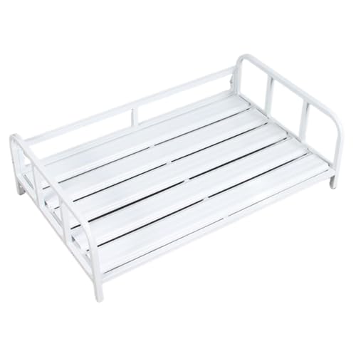 Gazechimp Letto per Cani Cuccia con Ringhiera da Casa Lettino in Metallo con Design Sopraelevato E Facile da Assemblare Adatto per Ogni Arredamento, Bianco