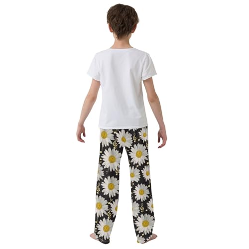 Daisy Flower Music Note Boys Long Pants Soft Trousers Elastic Waist Kids Lounge Bottoms with Pockets S-XL3