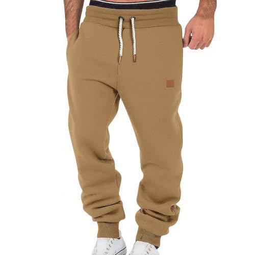 Elastic Sweatpants Men Streetwear Joggers Fleece Pants Tapered Bottom Athletic Sweatpants Pocket Stretch Baggy Trouser