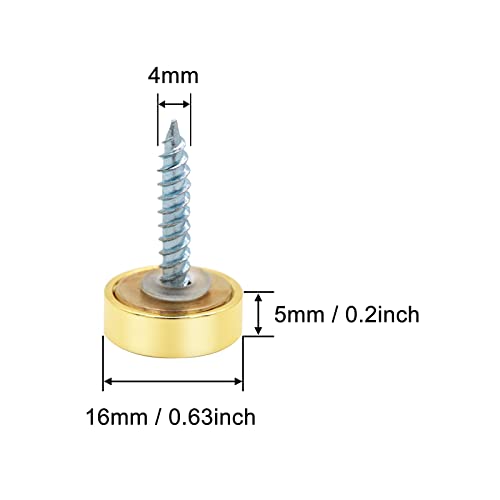 VictorsHome Mirror Screws Decorative Cover Cap Nails Fasteners, Polished Brass Gold, 16mm 8pcs - Image 2