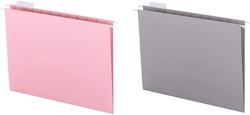 Smead Carpeta de archivos colgante de colores con pestañas, pestaña ajustable de corte 15, rosa, 25 por caja (64066) y carpeta de archivos colgante