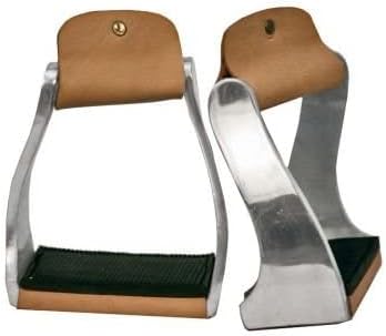 Showman Pony/Youth Lightweight Twisted Aluminum Stirrups w/Leather/Rubber Grip Tread