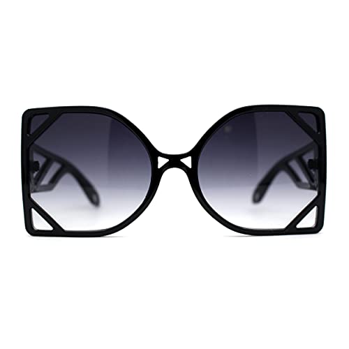 Womens Geometric Lattice Plastic Square Butterfly Sunglasses2