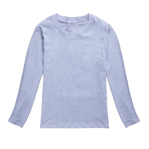 BILIKEYU Girls Long Sleeve Cotton T Shirts Crewneck Solid Color Soft Stretchy Casual Fall Winter Basic Tees