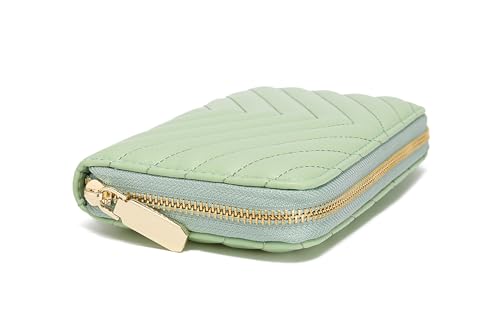 Daisy Rose Carteira feminina com zíper e telefone clutch com bloqueio RFID, couro vegano PU, Pistache, One_Size