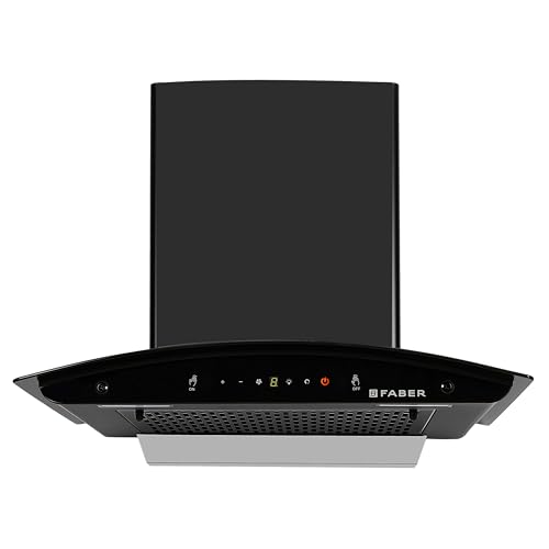 Image of Faber 60 cm 1500 m /hr Autoclean Kitchen Chimney (HOOD MYSTIC BLDC FL HC BK 60, Filterless technology, Touch & Gesture with Remote control, Black)