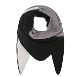 FASHION YOU WANT XXL Schal flauschig schal-tuch damen dicker dreieckstuch groß Wolle 3 FARBIG Farben kuschelig (grau/schwarz)