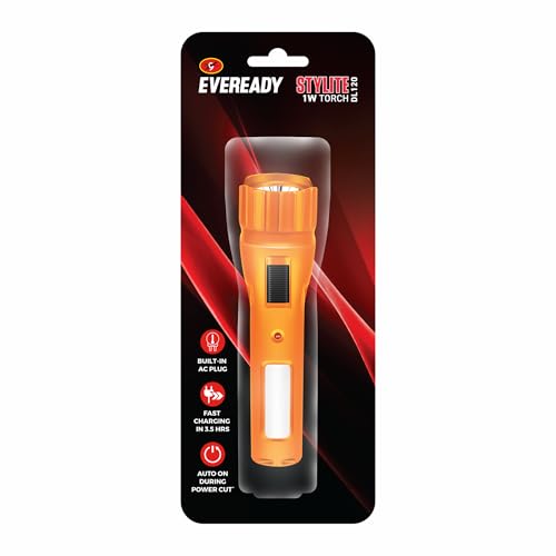 Image of Eveready Stylite DL120,Rechargeable 1W Emergency Led Torch with 1W Sidelight,Easy Plug-in Charging,Auto On Function,Durable ABS Body,Overcharge & Deep Discharge Protection,Powered By Li-Ion Battery
