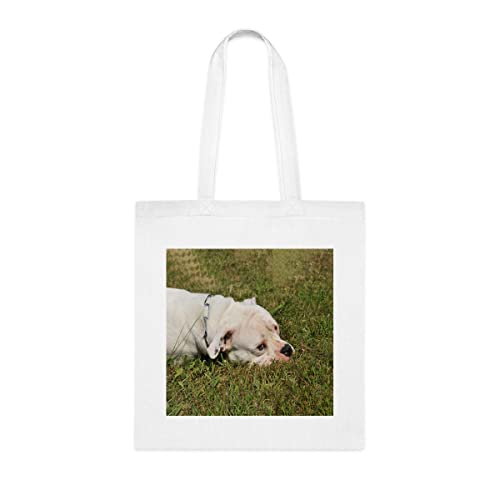 Bolsa de buldogue americana, presente buldogue americano, aniversário buldogue americano bolsa de ombro buldogue americano, bolsa reutilizável Bulldog americano, Branco