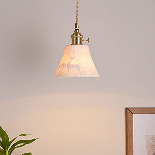 Lustre suspendu cloche céramique blanc E27 réglable NAMFHZW