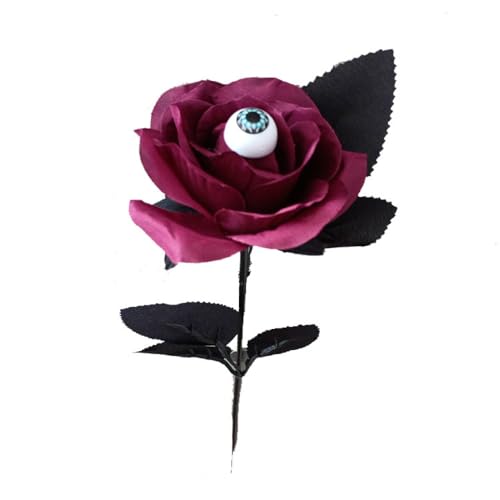 Anevous Pack of 12 Artificial Halloween Rose Flowers with Eyeballs, Artificial Rose Flowers - Image 3