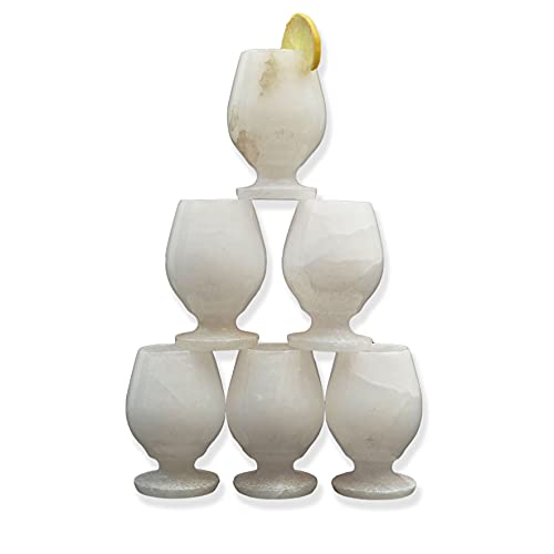 Katkaria Creations Fiona Marble Shot Glasses – Set of 6 || Heavy Base Vodka Glass || Luxury Drinkware and Bar Accessories