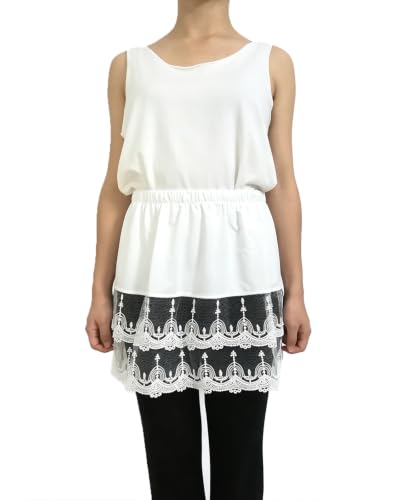 Image of Vanrose Jan Womens Lace Shirt Extender See Through Lace Underskirts Layering Half Slip Clothing Accessories