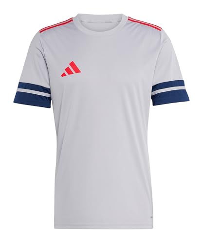 adidas Men's SQUADRA25 Jersey Short Sleeve, Glory Grey/Team Navy Blue 2/Pure Ruby, XXL