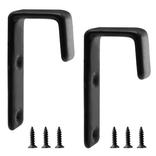 Bivethoi 2pcs Bunk Bed Ladder Hook Brackets, 1 Inch J Hook Hanger With PVC Coated, Heavy Duty Metal Utility Hooks for Loft Bed Stairs, Black Library Ladder Hardware