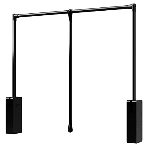 HOMPLEMENT – Appendiabiti saliscendi per Armadio – Regolabile - Portata 15 kg – in Acciaio – Montaggio Semplificato - Bloccaggio e Risalita Assistita – Ammortizzato Soft (Vano 86-115cm - Nero)