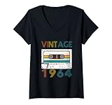 Photo Gallery donna retro 57 anno: vintage cassette 1964 57th birthday maglietta con collo a v Photo Gallery donna retro 57 anno: vintage cassette 1964 57th birthday maglietta con collo a v