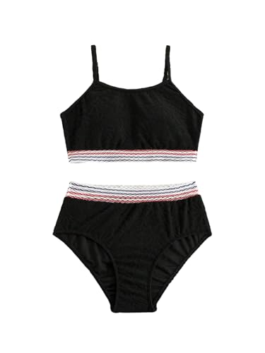 Girl's 2 Piece High Waisted Swimsuit Floral Boho Bathing Suit Wireless Full Coverage Bikini Sets