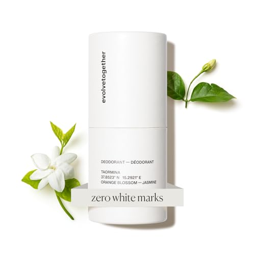 evolvetogether Aluminum Free Natural Deodorant for Women & Men | Orange Blossom & Jasmine | Neutralizes Odors, Soothes Skin | Vegan, Cruelty-Free, Baking Soda Free | Taormina, 1.69 Oz