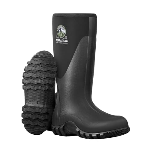 Men's Waterproof Rubber Muck Rain and Work Boot – Durable 6mm Neoprene Insulated, Ideal for Fishing Hunting & Farming