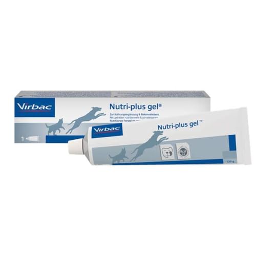 Virbac Nutri-Plus Gel | 120 g | Ergänzungsfuttermittel für Hunde und Katzen zur Nahrungsergänzung und Rekonvaleszenz | Appetitanregender, hoch...