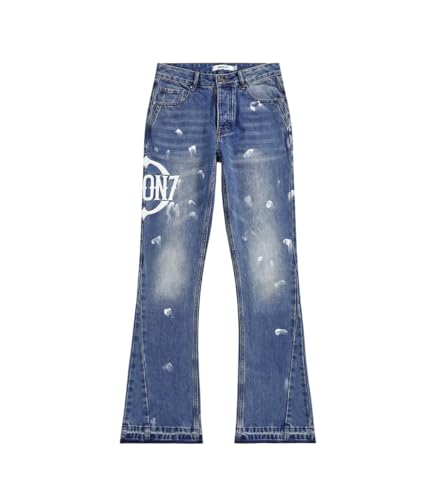 SHION7 Relaxed Bell Bottom Jeans for Men, Hip Hop Streetwear Flared Denim Pants, Men's Stylish Crafted Jean Trousers