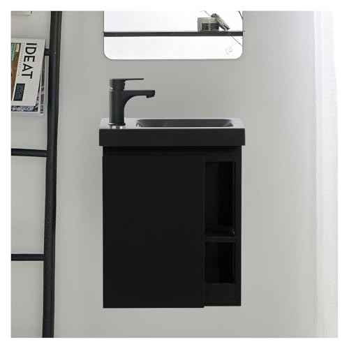 MOB-IN Meuble Lave-Mains Suspendu Hampton avec Vasque en résine Noir