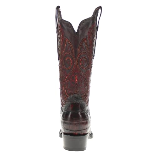 Vaccari Women's Scarlett Gator Tail Cut Leather & Glitter Inlay Snip Toe Cowgirl Boots4