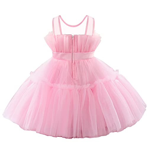 Acecharming Toddler Girl Dress Sleeveless Mesh Bow Ruffle Puffy Tulle Tutu Dress for Girls Party Wedding Pageant Gown (1-12Y)2