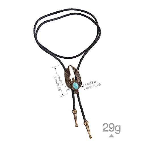 Image of GelConnie Bolo Tie for Men Women Western Cowboy Turquoise Leather Necktie | Natural Stone Bolo Tie Necklace for Women Rodeo Cowboy Leather Necktie Native American Western Cowgirl Ties Adjustable Cord