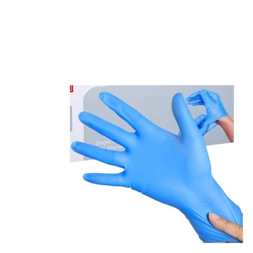 WMAMBZNDHP Guantes desechables de vinilo for examen, 4 milésimas pulgada grosor, guantes limpieza, azules, paquete 100 unidades(L)