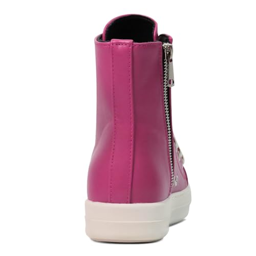 Image of IMPREMEY Women's High Top Sneakers Lace Up PU Leather Shoes with Thick Soles and Zipper, Fashionable Walking Shoes
