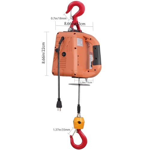 Cabrestante eléctrico portátil 1500W con control remoto 500kg miniatura 5