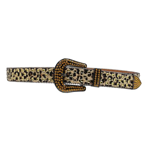 Women Belt Leopard Rhinestone Y2K Women Decoration Rhinestone Jeans Belt3