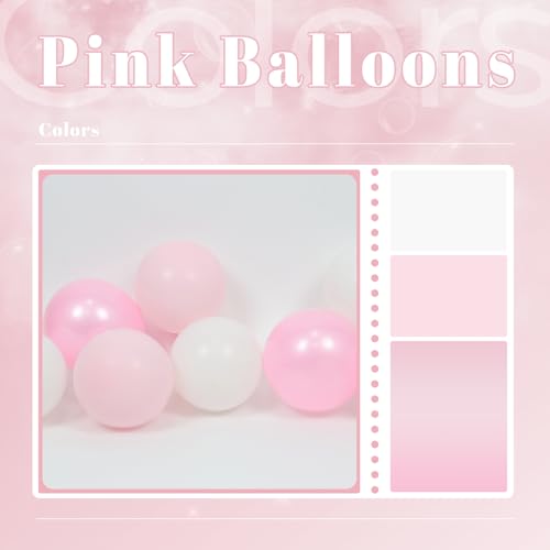 Image of 60pcs Pink and White Balloons 12inch with Clear Pastel Pearl Pink Balloons for Wedding Bridal Baby Shower Shower Birthday Party Decorations