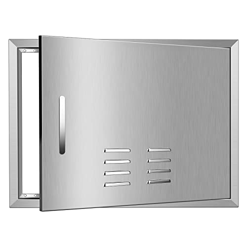 BBQ Access Single Doors 27''W X 20''H Flush Mount Stainless Steel Outdoor Kitchen Door with Vents for Outside Cabinets and BBQ Island