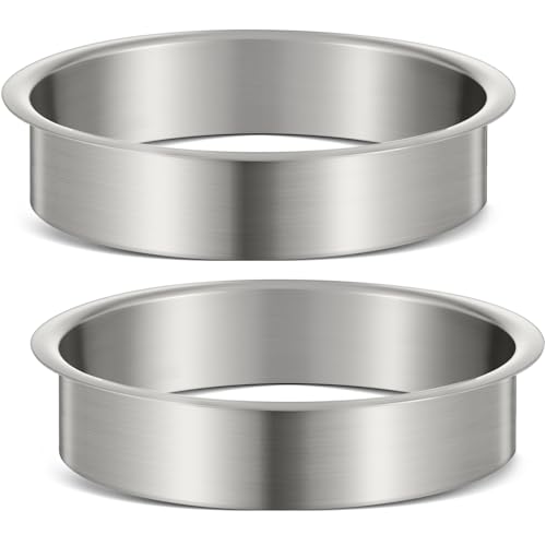 Image of Honeydak 2 Pieces 6 inch (Nominal) Diameter x 2 inch Height 304 Polished Stainless Steel 6 inch x 2 inch Trash Grommets for Countertop Inserted Trash Kitchen Cabinet Counter Bin, Ease to Install