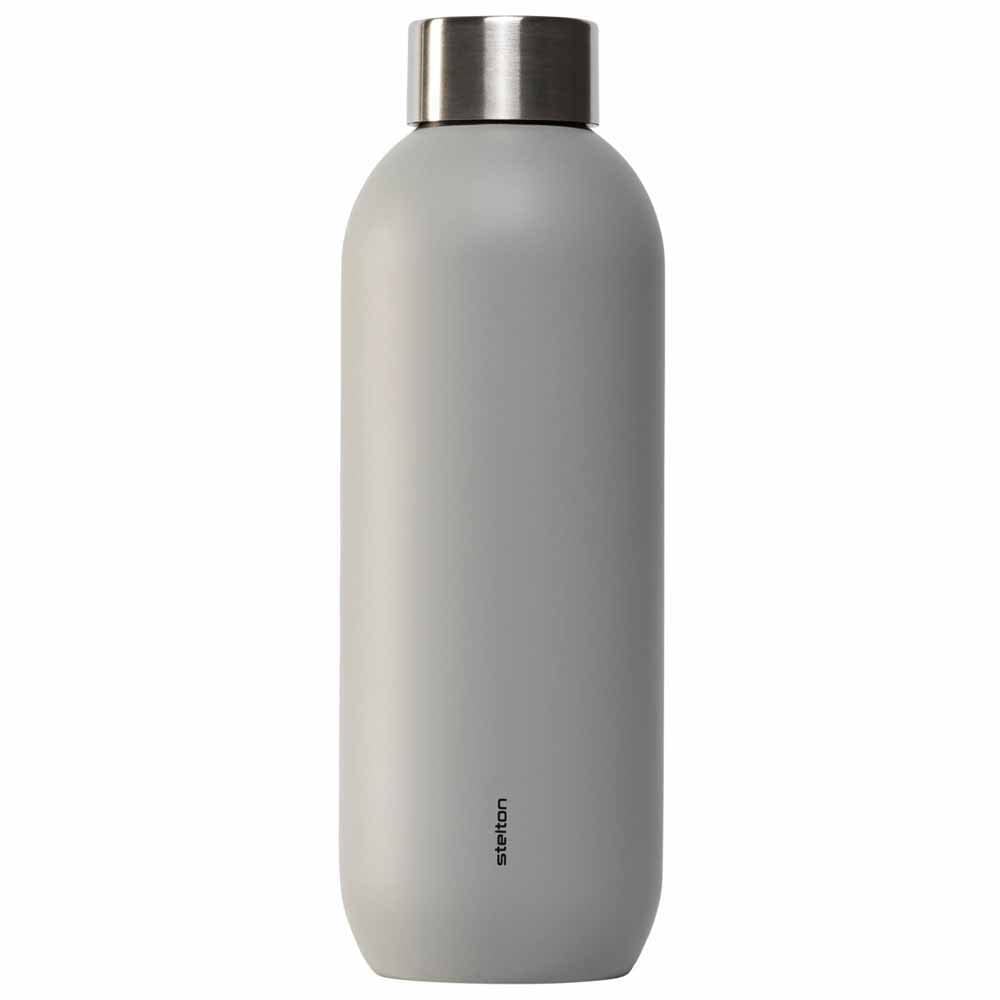 Stelton Termo Keep Cool – Botella térmica – Termo de doble pared – Taza térmica de diseño moderno para agua, bebidas calientes y frías, café, té – 0,6 litros, gris claro