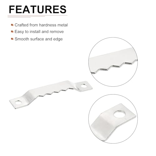 Image of DTGN 42mm x 7mm Metal Saw Tooth Photo Frame Hanger Clips - 20 Pack - Good for Hanging, Artwork, Clocks - Photo Frames - Silver Tone