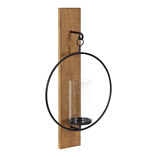 Kate and Laurel Maxfield Wood and Metal Wall Sconce, 13x24, Rustic Brown Black