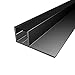 Produktbild MOLA (MO-111) Fliesenprofil Aluminium 1 x 2m schwarz | Fliesen-Abschlussleiste für Led Streifen bis 1cm Breite | U-Profil Fliesenschiene + Acryl Abdeckung schwarz | Aluprofil belastbar