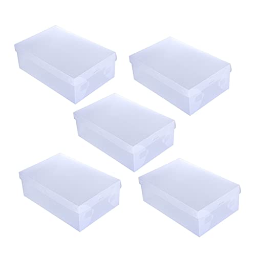 Cabilock 10pcs Clear Plastic Shoe Storage Boxes for Men Foldable Organizers for Home Office and Closet Transparent Design for Easy Identification and Moisture Protection