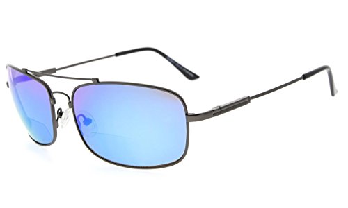 Eyekepper Bifocal Sunglasses with Bendable Bridge and Temples Memory Reading Sunglasses Lightweight Titanium