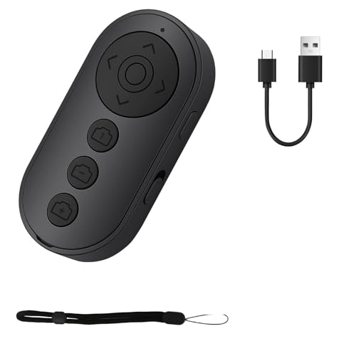 Kamera Fernauslöser, Wiederaufladbare E-Book Fernbedienung mit Page Turner, Bluetooth Fernbedienung Android & iOS Kompatibel mit Kindle, TikTok Scrollen, Zoom, Video Start/Stopp, Selfie Shutter