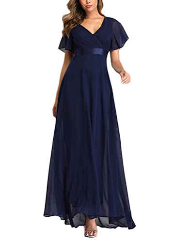 ORANDESIGNE Damen Abendkleid A-Linie V-Ausschnitt Ärmellos Hohe Taille...