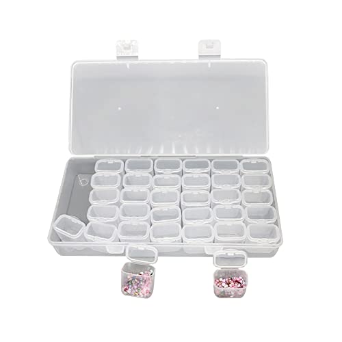 Image of GSHLLO 35 Grids Clear Plastic Bead Storage Boxes Diamond Painting Drill Containers Embroidery Bead Storage Case Stackable Jewelry Tackle Box Organizer