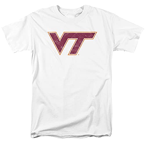 Virginia Tech Official Distressed Primary Unisex Adult T-Shirt White Medium