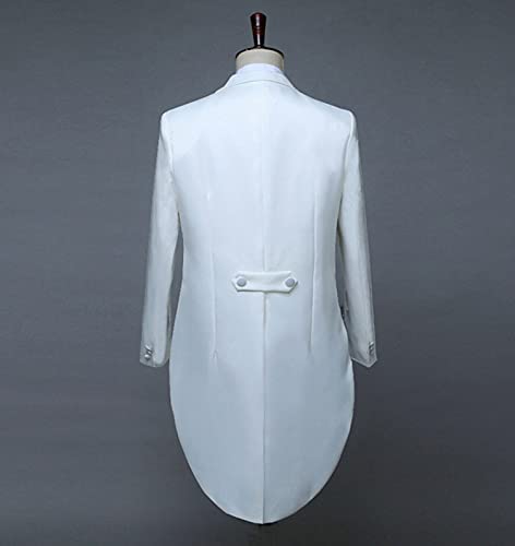 Blazer de Costume pour Hommes Slim Fit Tuxedo Tux Costumes Costume De Fête De Mariage Veste + Pantalon + Cravate + Joint De Taille (sans Gilet) (Blanche,XL), Blanc - Image 5