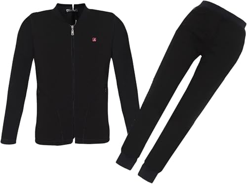 Ropa Deportiva con Carga USB, Chaqueta Calefactable y Mallas Térmicas Largas for Esquí, Running y Senderismo(Black,XL-Xlarge)