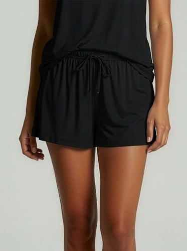 Image of Real Essentials 3 Pack: Women's Super Soft Pajama Set - Cute Cami Lounge Short and Top PJs Set (Available in Plus Size)